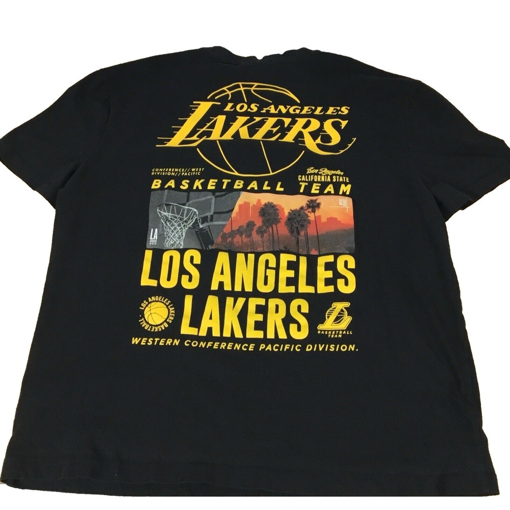 NBA Los Angeles Lakers Josh Denzel Primark Black Graphic T-Shirt Mens 2XL - Picture 2 of 9